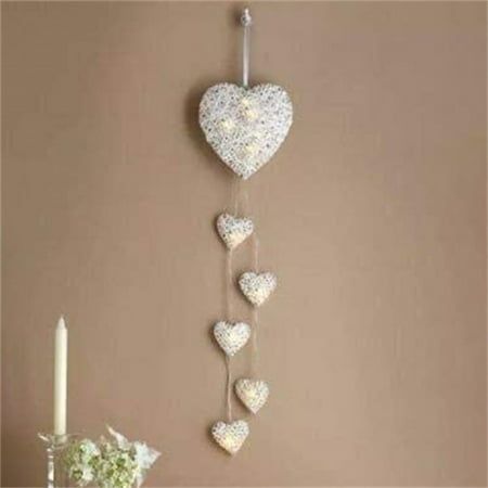 Heart String Lights, Wicker Heart, Surprise Your Girlfriend, Heart Wall Decal, Front Door Christmas Decorations, Led Decoration, Heart Shaped Valentines, Wicker Hearts, Girlfriend Christmas