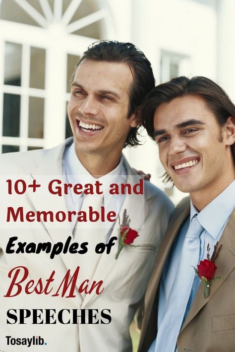 10+ Great and Memorable Examples of Best Man Speeches    It can be a great honor to be chosen by your close friends as his right-hand guy for his wedding. However, this honor comes with responsibilities, like the best man speeches    #bestmanspeech  #weddingspeech Best Man Speech Examples Brother, Short Best Man Speech Examples, Bestman Speeches, Best Man Speech Brother, Best Man Toast Examples, Brother Best Man Speech, Short Best Man Speech, Best Man Speech Examples, Funny Best Man Speeches