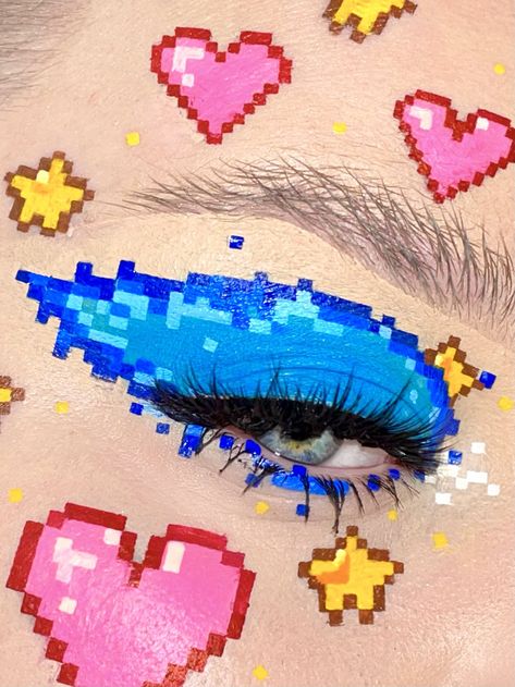 Amy🎨 on Twitter: "low resolution makeup👾… " Mekap Mata, Indie Makeup, Cute Eye Makeup, Face Art Makeup, Graphic Makeup, Halloween Tattoo, Smink Inspiration, Eye Makeup Designs, Dope Makeup