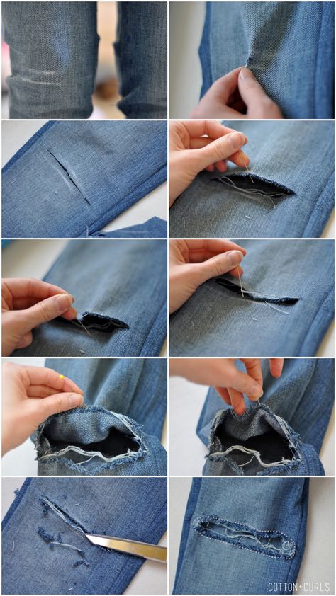 C & C: ¿Cómo hacer los agujeros en su tutorial jeans + cómo prevenir el agujero de la expansión How To Rip Your Jeans, Holes In Jeans, Diy Distressed Jeans, Diy Ripped Jeans, Dreamcatcher Diy, Jeans Tutorial, Rip Jeans, Shoe Refashion, Diy Jeans