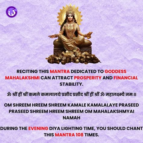 Chant the Mahalakshmi Mantra for wealth and prosperity 🌟🕯️ Light a diya every evening and attract financial stability 💸✨ . . Follow For More . . #mantra #helps #attract #wealth #prosperity #financial #growth #stability #mahalakshmi #evening #jaap Wealth Mantra, Devi Mantra, Vaastu Shastra, Tripura Sundari, Mantra Chanting, Spiritual Goals, All Mantra, Mantra For Good Health, Wealth Manifestation