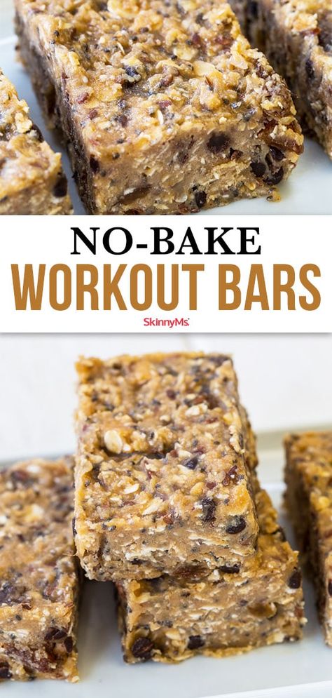 This simple, no-bake workout bar recipe includes fiber-rich complex carbohydrates, such as oats and raisins, combined with protein powder and peanut butter. #nobake #healthysnack Protein Bars Homemade Healthy No Bake, No Bake Oatmeal Protein Bars, Protein Bar Recipes Oats, Date Protein Bars Healthy, Coconut And Chocolate Peanut Butter Protein Bars, Healthy Power Bars Recipes, No Bake Protein Bars With Protein Powder, Healthy No Bake Protein Bars, No Bake Protein Granola Bars