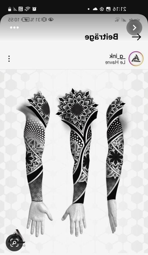 Geometric Tattoo Stencil, Geometric Tattoo Hand, Mandala Arm Tattoos, Leg Drawing, Tato Mandala, Tato Maori, Geometric Tattoo Sleeve Designs, Full Hand Tattoo, Mandala Tattoo Sleeve