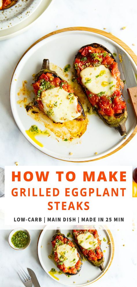 Grilled Eggplant Steaks with Mozzarella Cheese and Tomato Sauce is a quick and easy summer recipe. Healthy, tasty and light meatless meal. #eggplant #grilled #meatless #eggplantsteaks Eggplant Steak, Eggplant Steaks, Eggplant Grilled, Multi Cooker Recipes, Cheese And Tomato, Meatless Meal, Multi Cooker, Easy Grilling, Grilled Eggplant