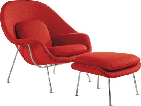 Womb Chair and Ottoman, Medium | Knoll Grandma Chair, Knoll Womb Chair, Womb Chair, Eero Saarinen, Lounge Chairs, Chair And Ottoman, Modern Classic, Lounge Chair, Ottoman