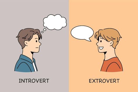 Ser introvertido o extrovertido concepto | Premium Vector #Freepik #vector #introvertido #psicologia-social #hombre #masculino Introvert And Extrovert, Free Spirit Aesthetic, Cafe Concept, Extroverted Introvert, Business Challenge, Marketing Concept, Religious Education, Standing Poses, Matching Wallpaper