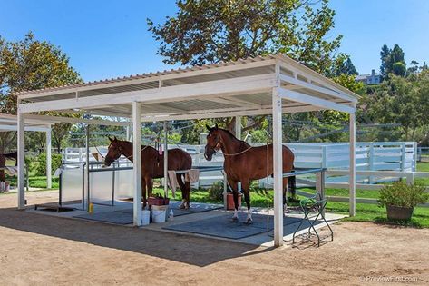 Designing the Best Wash Rack for Your Barn - STABLE STYLE Dream Barn Stables, Hotel Pet, Small Horse Barns, Horse Shed, Horse Farm Ideas, Horse Barn Ideas Stables, Horse Arena, Horse Barn Designs, Horse Shelter