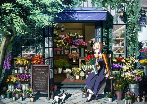 yyy - Album on Imgur Flower Shop Illustration, Anime Flower, Flower Shops, Flower Store, Florist Shop, Cat Flowers, Flower Images, Pastel Aesthetic, Art Plastique