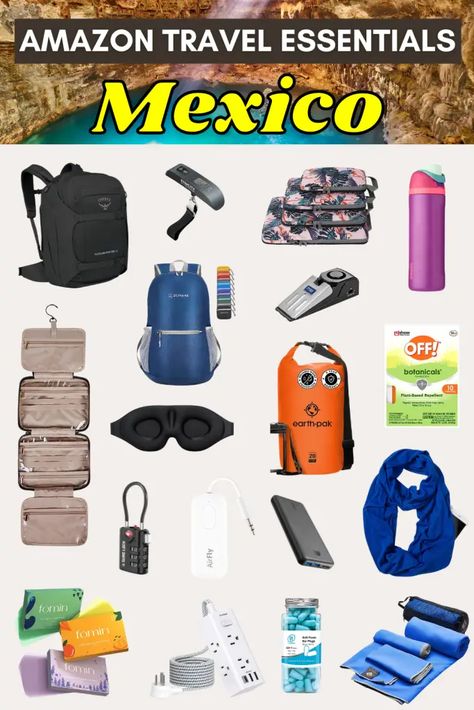 Amazon Travel Essentials, Mexico Packing List, Travel Backpack Essentials, Trip To Mexico, Backpack Essentials, Mexico Travel Destinations, Tropical Birthday, Amazon Travel, Travel Must Haves