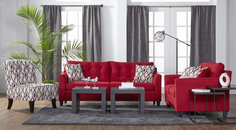 Funky Sofa, Red Couch Living Room, Red Living Room Decor, Minimalist Living Room Ideas, Red Couch, Living Room Red, Bedroom Sets Queen, Red Sofa, Living Room Set