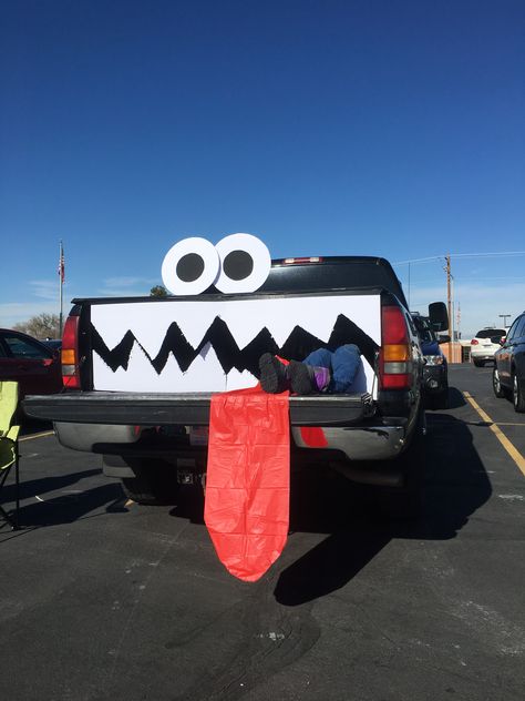 Monster Truck Trunk Or Treat, Trunk Or Treat Truck Bed Ideas, Pick Up Truck Trunk Or Treat Ideas, Truck Bed Trunk Or Treat Ideas, Truck Or Treat Ideas For Cars Halloween, Trunk Or Treat Ideas For Trucks Bed Easy, Trunk Or Treat Monster, Trunk Or Treat Truck Bed, Trunk Or Treat Ideas For Trucks Bed