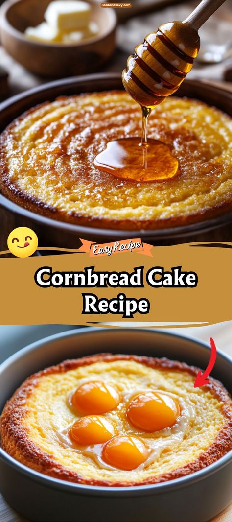 Experience the unique delight of Cornbread Cake, where the rustic charm of traditional cornbread meets the sweetness of cake. This recipe creates a moist, sweet cornbread infused with honey, offering a twist on a classic that serves well with coffee or as a snack any time of day. #CornbreadCake #SweetCornbread #UniqueDesserts Recipes With Cornbread, Cornbread Recipe With Creamed Corn, Corn Bread Cake, Moist Sweet Cornbread, Cornbread Cake Recipe, Cornbread Cakes, Cornbread Cookies, Perfect Cornbread, Cornmeal Cake