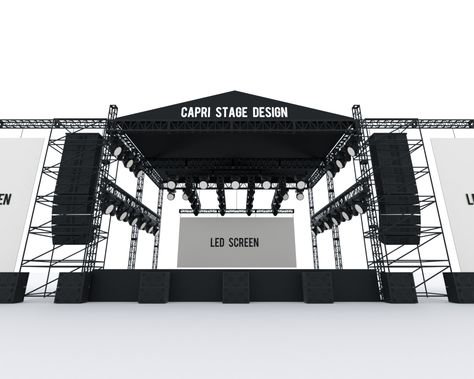 Outdoor Concert Stage Design, Stage Concert Design, Concert Stage Set Design, Concert Layout, 3d Stage Design, Concert Design, Chicago Musical, Dj Stand, Bali Style Home