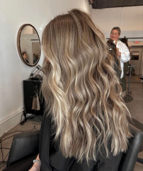 Light Brown Hair With Blended Highlights, Pretty Mid Length Hair, Full Highlight Balayage, Going Back To Natural Hair Color From Blonde, Level 6 Base With Balayage, Brown Hair Baylage Blonde, Blonde W Money Pieces, Cool Light Brown Highlights, Natural Blonde Highlights Balayage