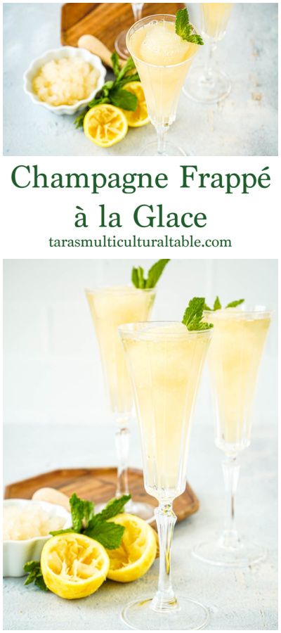 Champagne Frappé à la Glace in three glasses with sprigs of mint. Frozen Champagne, Icee Recipe, Seafood Tower, Champagne Drinks, Pickled Radishes, Baked Alaska, Pastry Shells, Delicious Drinks, Tasty Healthy