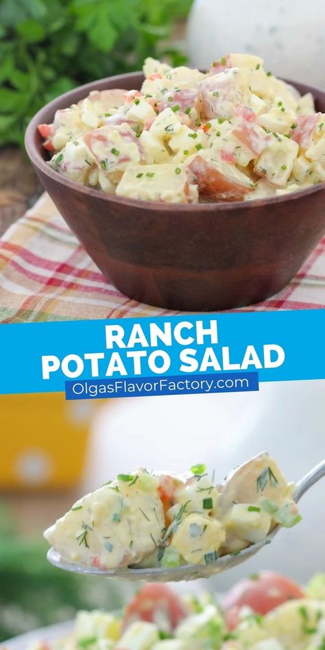 Ranch Potatoe Salad Recipe, Red Potato Salad With Ranch Dressing, Ranch Potato Salad Recipe, Potato Salad With Ranch Dressing, Potato Salad With Ranch, Recipes With Ranch Dressing, Celery Pickles, Ranch Dressing Potato Salad, Ranch Dressing Potatoes