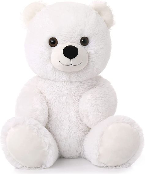 White Teddy Bear Wallpaper, Black And White Teddy Bear, Teddy Bear For Girlfriend, Big White Teddy Bear, Bear Toy Aesthetic, Teddy Bear Soft Toys, White Bears, Fluffy Teddy Bear, Stuffed Teddy Bear