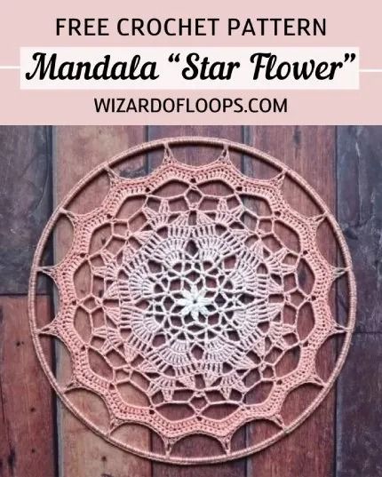 Free Crochet Pattern Mandala Star Flower · Free Crochet Patterns Free Crochet Dream Catcher Pattern, Crocheted Dream Catchers Free Pattern, Crochet Dreamcatcher Pattern Free Dream Catchers, Crochet Mandala Free Pattern Wall Hangings, Crocheted Mandalas Free Patterns, Dreamcatcher Patterns Tutorials, Crochet Medallions Free Pattern, Dreamcatcher Crochet Pattern Free, Large Crochet Mandala Pattern Free