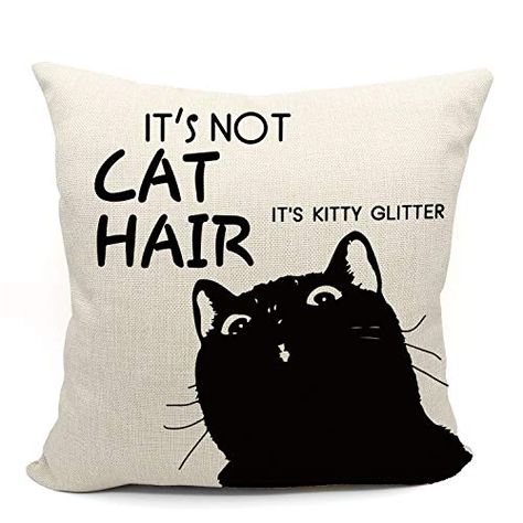 Black Cat Pillow, Funny Pillow, Funny Pillows, Cat Pillow Cover, Tom Y Jerry, Cat Lady Gift, Cat Mom Gifts, Cat Pillow, Cat Hair