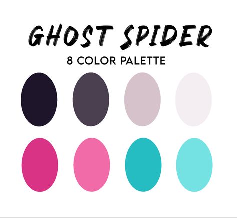 Spiderverse Colour Palette, Gwen Stacy Makeup Spiderverse, Spider Gwen Color Palette, Spider Man Across The Spider Verse Nails, Into The Spiderverse Color Palette, Spiderman Across The Spider Verse Color Palette, Spider Verse Color Palette, Gwen Nails Spiderman, Spider Gwen Nail Art