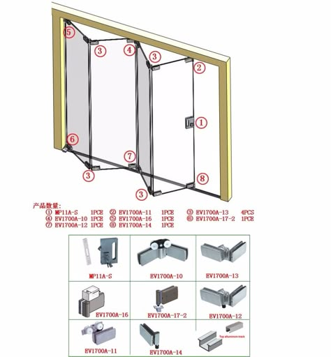 Folding Door Hardware, Cozy Porch, Glass Door Hinges, Glass Door Lock, Folding Glass Doors, Bi Fold Door, Folding Door, Door Fittings, Window Accessories