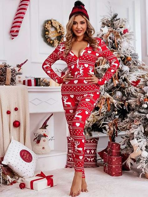 Adult Christmas Pajamas, Cute Christmas Pajamas, Christmas Cutouts, Christmas Fits, Womens Pjs, Christmas Onesie, Adult Pajamas, Printed Tunic Tops, One Piece Pajamas