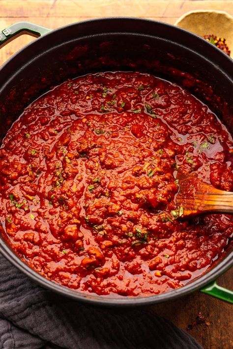 Italian Meat Sauce – A Simple Palate Meat Pasta Sauce Recipes, Traditional Italian Meat Sauce, Spaghetti Sauce With Wine, Meat Sauce Recipe Italian, Sunday Sauce Italian, Authentic Italian Sauce, Red Meat Sauce, Meat Pasta Sauce, Meat Sauce Spaghetti