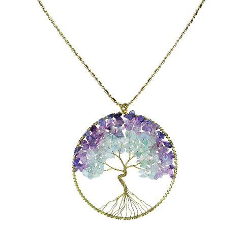 Shop, Necklaces, Pendants, Purple Fluorite Green Quartz Stone Eternal Tree of Life Brass Necklace - CE11OY34XBN  #Necklaces #style #Accessories #jewelry #fashion #shopping #Pendants Purple Pendant Necklace, Green Pendant Necklace, Tree Of Life Jewelry, Fluorite Stone, Tree Jewelry, Wire Trees, Large Tree, Purple Fluorite, Green Pendants