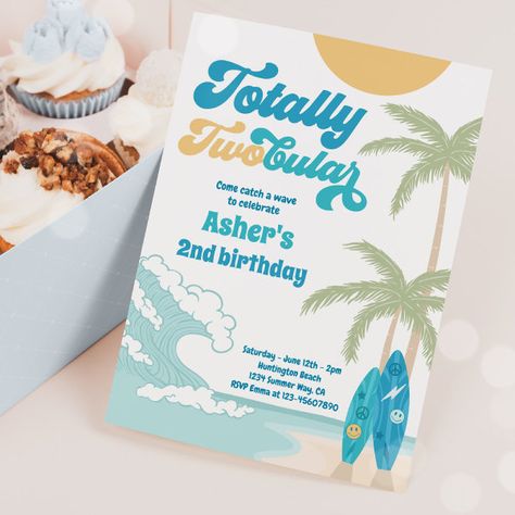 The Big One Invitation, Retro Surfboard, Summer Birthday Themes, Beach Birthday Invitations, 3rd Birthday Party For Boy, Surf Birthday Party, Surf Birthday, Surf Party, Beach Birthday Party