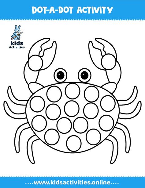 Preschool Dot Marker Coloring pages, free printables ⋆ Kids Activities Preschool Dot To Dot Printables Free, Dot Worksheets Free Printable, Dot Pictures Free Printable, Summer Dot Painting Printables, Beach Dot Painting, Dot Activity Printables Free, Dot Coloring Pages Free Printable, Ocean Dot Art, Preschool Coloring Sheets Free Printable