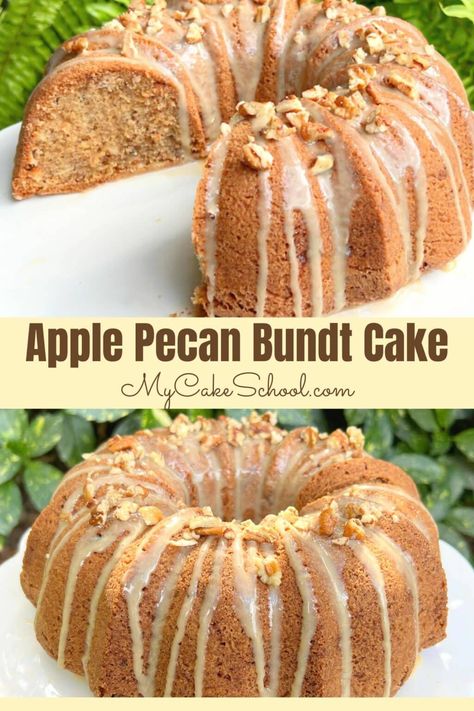 Apple Pecan Bundt Cake, Apple Pecan Cake, Pecan Bundt Cake, Professional Recipes, Apple Baking, My Cake School, Cake Recipe From Scratch, Bundt Recipes, Fall Cake Recipes