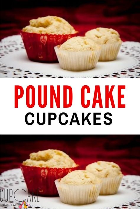 Pound Cake Muffins Recipes, Cream Cheese Pound Cake Cupcakes, Mini Pound Cakes Cupcake, Pound Cake Cupcakes Recipes, Cake Flour Cupcakes Recipes, Small Pound Cake Recipe, Pound Cake Flavors, Pound Cake Frosting, Pound Cake Toppings