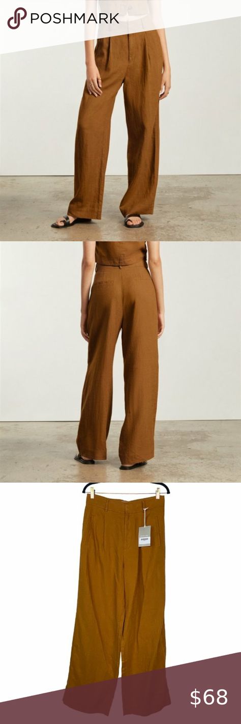 EVERLANE The Linen Way High Drape Pant NWT Way High Drape Pant, Tawny Brown, Drape Pants, Everlane Pants, Travel Capsule, Office Business, Look Chic, Summer Beach, Casual Looks