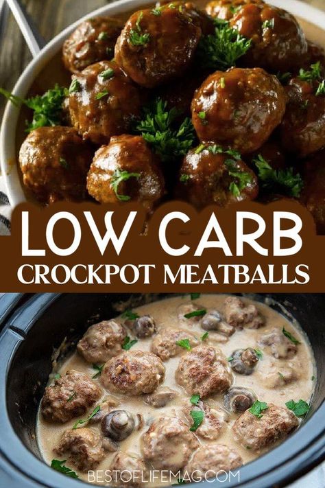 If you are on a low carb diet, these tasty low carb crockpot meatballs will curb your hunger without compromising taste! Low Carb Recipes | Crockpot Recipes | Low Carb Slow Cooker Recipes | Slow Cooker Recipes | Healthy Recipes | Crockpot Party Recipes | Healthy Crockpot Recipes | Low Carb Crockpot Recipes with Meat | Keto Crockpot Recipes | Keto Slow Cooker Recipes | Low Carb Slow Cooker Recipes | Healthy Eating Ideas via @amybarseghian Ground Beef Crockpot Recipes Easy Low Carb, Keto Friendly Crock Pot Meals, Low Salt Crockpot Recipes, Slow Cooker High Protein Low Carb, Keto Low Carb Crockpot Recipes, No Carb Crockpot Recipes, Healthy Meatballs Crockpot, Crockpot Meatballs Healthy, Crock Pot Meals For Diabetics