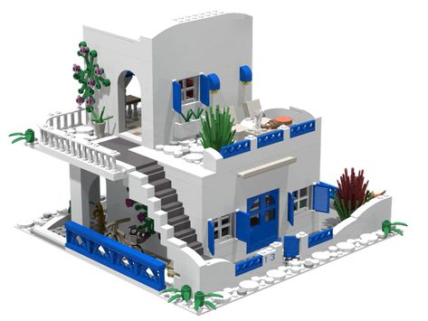 Greek Houses Exterior, Grecia Santorini, Greek Village, Lego House Ideas, Greek Islands Vacation, Santorini House, Perfect Sunset, Small Tiny House, Greek Villas