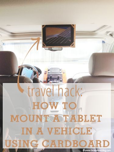 how to mount a tablet in your vehicle if you don't have a built-in dvd player | Bean In Love blog Car Tv Ideas, Ipad Car Holder Diy, Diy Ipad Holder For Car, Diy Tablet Holder For Car, Car Ipad Holder, Ipad Holder Diy, Ipad Car Mount, Car Tablet Holder, Ipad Holder For Car