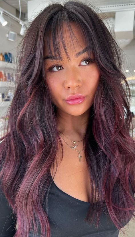 Caramel Ash Blonde, Hair Colours Ideas, Brunette Or Blonde, Hairstyles For Gray Hair, Blonde Chocolate, Bangs Layers, Hair Color Plum, Plum Hair, Wine Hair