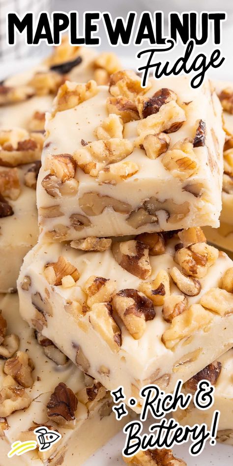 Maple Walnut Fudge Maple Pecan Fudge Easy, Famous Fudge Recipes, Eagle Brand Condensed Milk Recipes, White Chocolate Cherry Fudge, Maple Fudge Condensed Milk, Desserts With Walnuts Recipes, Fall Fudge Recipes, Fudge Recipes Easy Condensed Milk, Walnut Desserts