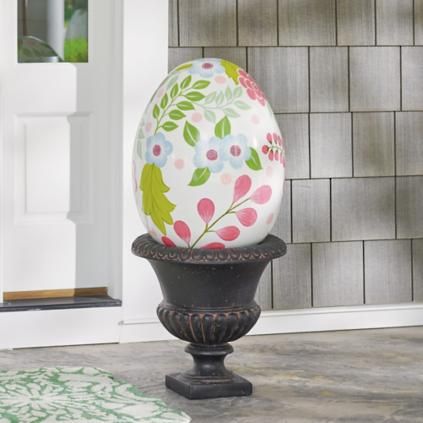 Garden Easter Eggs | Grandin Road Easter Front Porch Decor, Easter Front Porch, Easter Porch Decor, Easter Eggers, Front Porch Decor Ideas, Easter Door Hanger, Easter Garden, Spring Easter Crafts, Front Steps