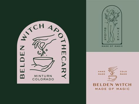 Witchcraft Graphic Design, Witchy Logo Design, Apothecary Graphic Design, Mystical Branding, Herbal Logo Design, Mystical Logo Design, Mystic Branding Design, Herbal Logo, Witch Apothecary