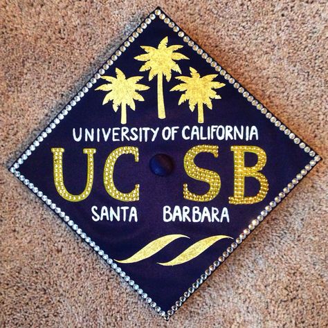 UCSB grad cap idea #graduation #university #california #gradcap #diy #crafting Ucsd Grad Cap, Ucsb Grad Cap, Grad Cap Ideas College Logo, Grad Cap College Logo, Ucla Grad Cap, Graduation Cap Pictures, Cap Pictures, Graduation University, Party Design Poster