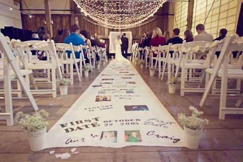 11 Ideas for the Sweetest Vow Renewal Ceremony | Brit + Co Personalized Aisle Runner, Vow Renewal Ceremony, Wedding Vows Renewal, Aisle Runner, Wedding Aisle, Vow Renewal, Wedding Vows, Here Comes The Bride, Handmade Wedding