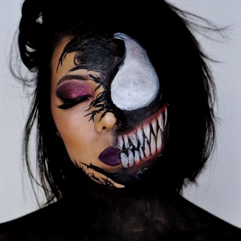 Venom Makeup, Halloween Creative, Sfx Makeup, Make Up Ideas, Creative Makeup, Venom, Face Painting, Halloween Makeup, Halloween Ideas