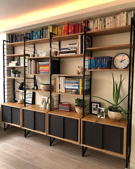 Jigsaw Shelves by Stoop Workshop | Wescover Furniture Shelving Units Living Room, Modular Bookshelves, Modular Shelving System, Bookshelves In Living Room, Shelving Design, Home Library Design, Modular Walls, Modular Shelving, Mid Century Modern Living Room