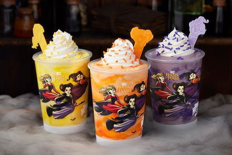 Hocus Pocus Hot Chocolate, Cake Batter Shake, Halloween Shakes, New Hocus Pocus, Carvel Ice Cream, Churro Ice Cream, 31 Nights Of Halloween, Cake Batter Ice Cream, Ice Cream Shake