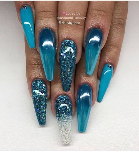 Teal Nails, Kylie Jenner Outfits, Coffin Nails Long, Nail Designs Glitter, Fabulous Nails, Coffin Nails Designs, Beautiful Nail Art, Pretty Acrylic Nails, Dope Nails