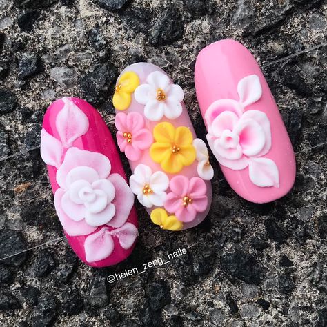 Missu 4D Gel 3D flower nail art Acrylic Flowers On Nails 3d, 4d Rose Nail Art, Acrylic Nail Art 3d Flower Designs, 3d 4d Nail Art, 3 D Art Nails, 4 D Nail Art, 3d Art On Nails, 3dflower Nail Art, 4d Flower Nail Art