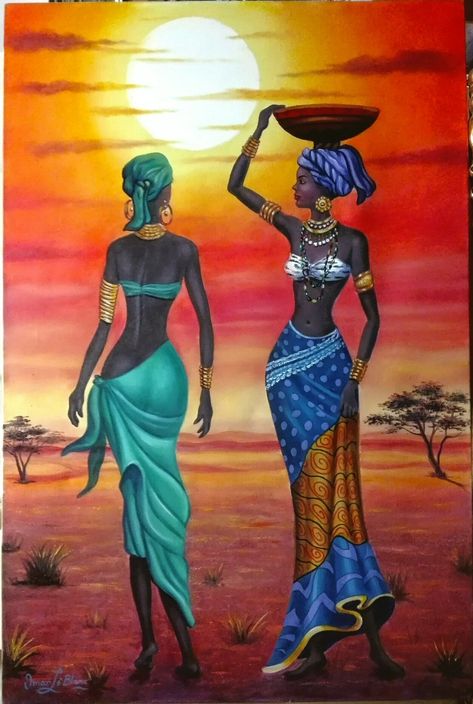 African Drawings, African Women Painting, Africa Art Design, African Artwork, African Women Art, Art Zine, African Paintings, Afrique Art, Afrikaanse Kunst