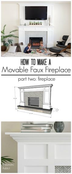 How to make a renter friendly faux fireplace with overmantle that you can pick up and move. Diy Shaker Fireplace Surround, Tv Over Fake Fireplace Ideas, Diy Renter Friendly Built Ins, Diy Movable Electric Fireplace, How To Make A Fireplace Surround, How To Build An Electric Fireplace, Electric Fireplace Surround Diy, How To Build A Fireplace Surround, Rustic Fireplace Surround