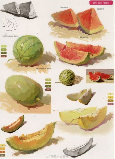 Watercolor Studies, Watercolor Still Life, Oil Painting Digital, Easy Lessons, Digital Painting Tutorials, Painting Digital, Painting Tutorials, Food Drawing, Traditional Paintings